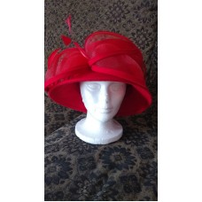August Hat Company Mujer&apos;s Fancy Hat Derby Church Organza Bow Red Feathers Wool  eb-39636718